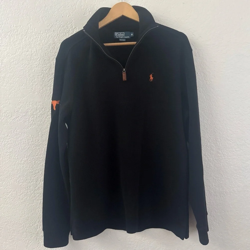 Polo Ralph Lauren 1/4 Zip Pullover Mens Sweatshirt Texas Longhorns Size M - Picture 1 of 8